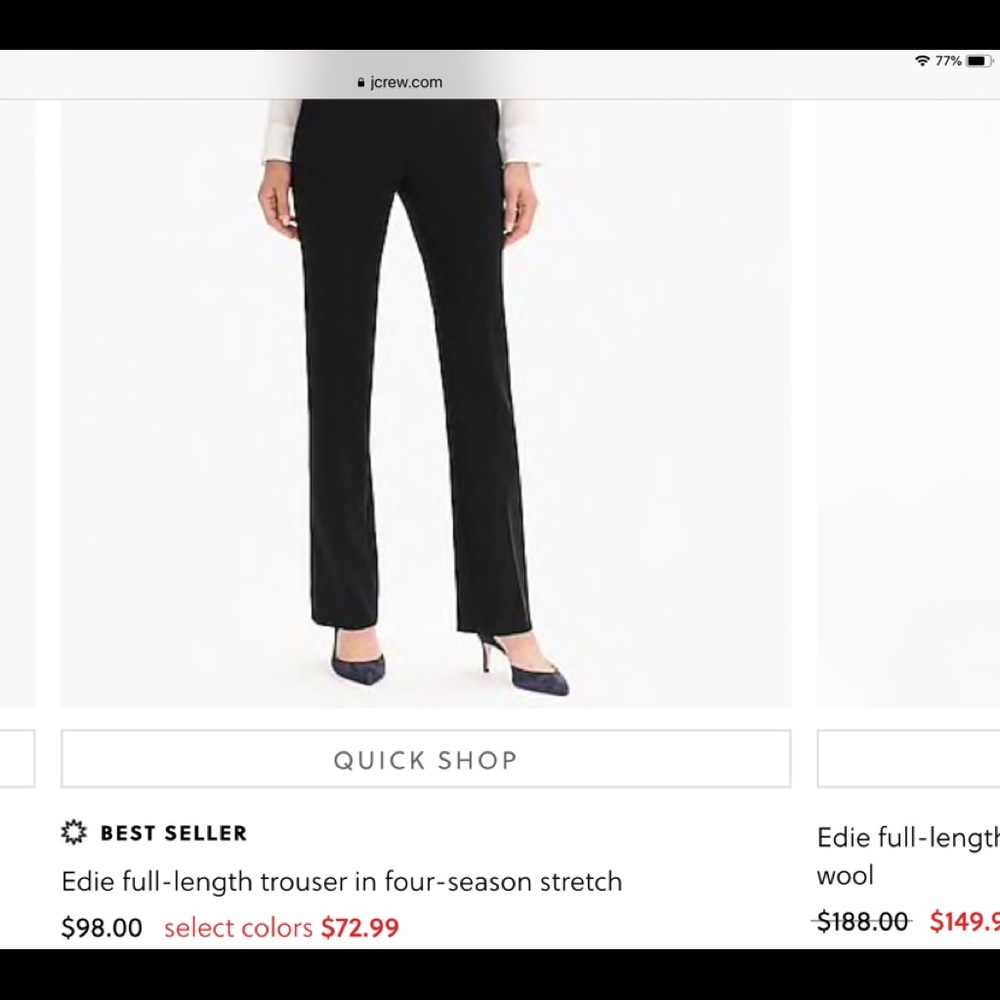 J. Crew 4-Tall Edie full-length trouser black